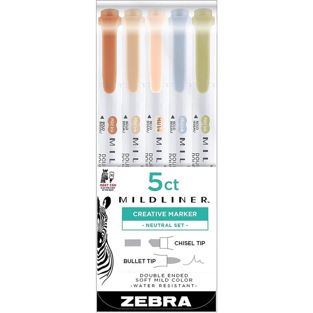 Mildliner Double-Ended Highlighter Set of 5 Yellow Colors