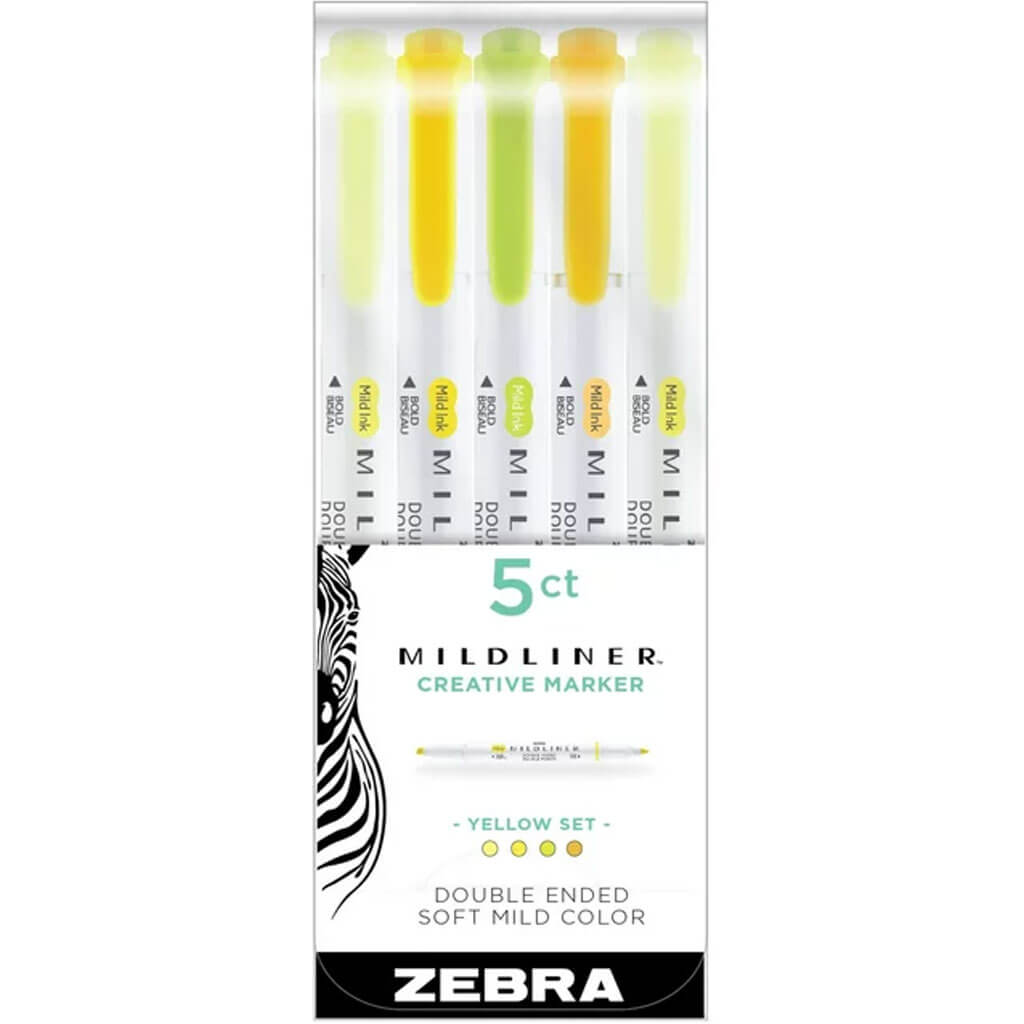 Mildliner Double-Ended Highlighter Set of 5-Color Yellow