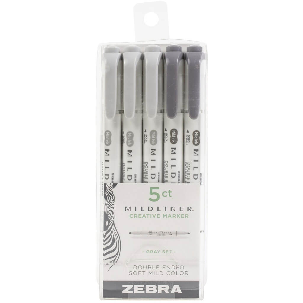 Mildliner Double-Ended Highlighter Set of 5-Color Gray