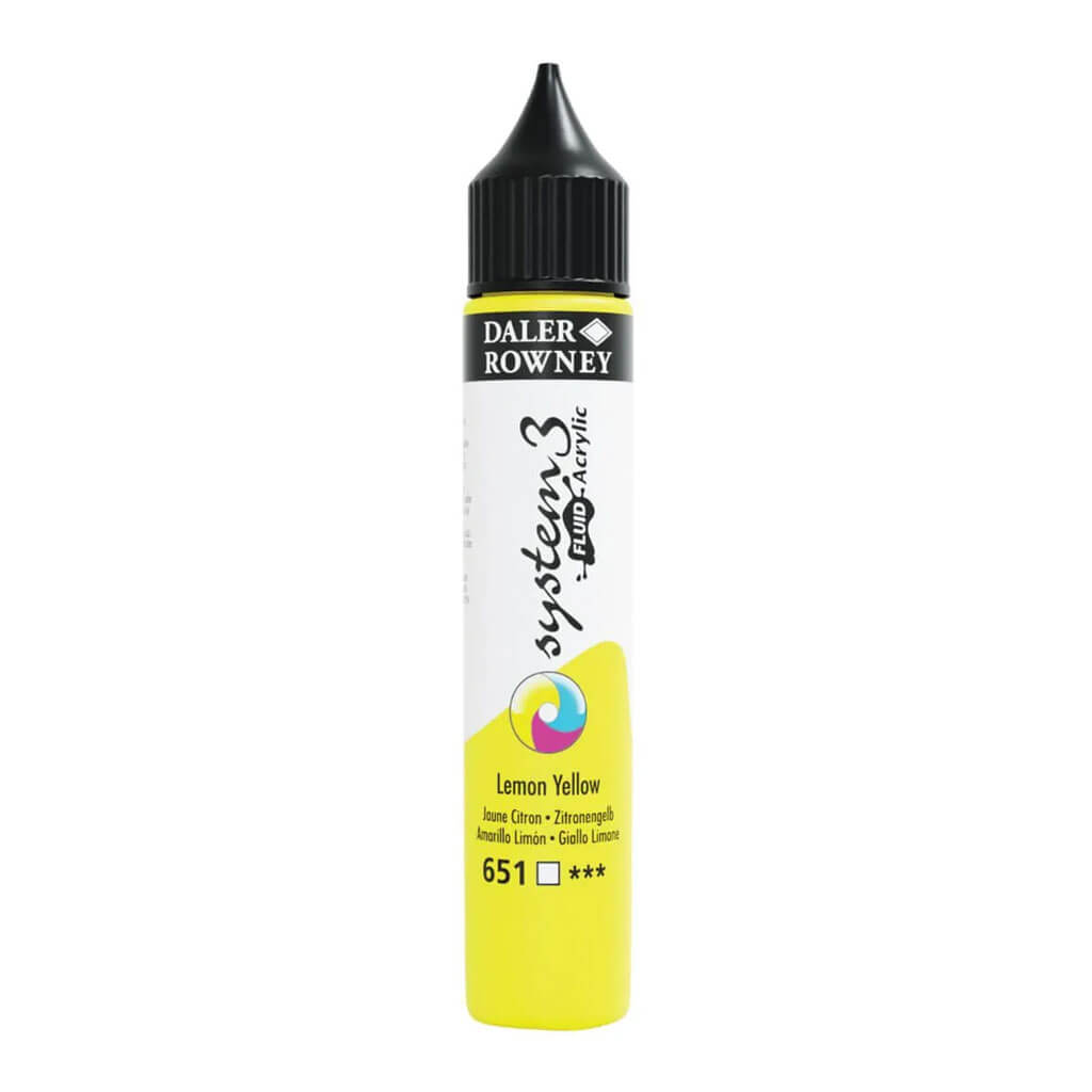 Daler Rowney System 3 Fluid Acrylic Liner 1oz Lemon Yellow