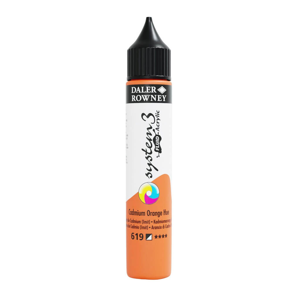 Daler Rowney System 3 Fluid Acrylic Liner 1oz Cadmium Orange Hue