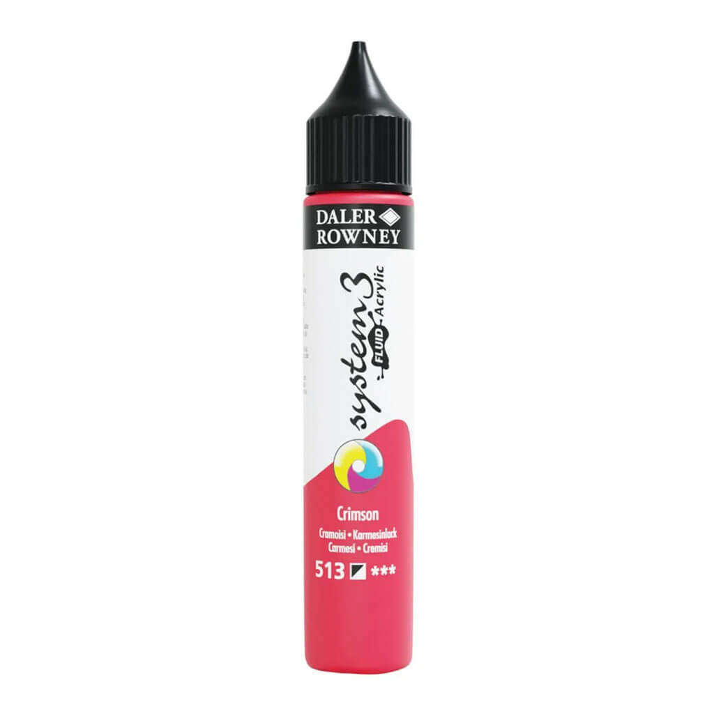 Daler Rowney System 3 Fluid Acrylic Liner 1oz Crimson