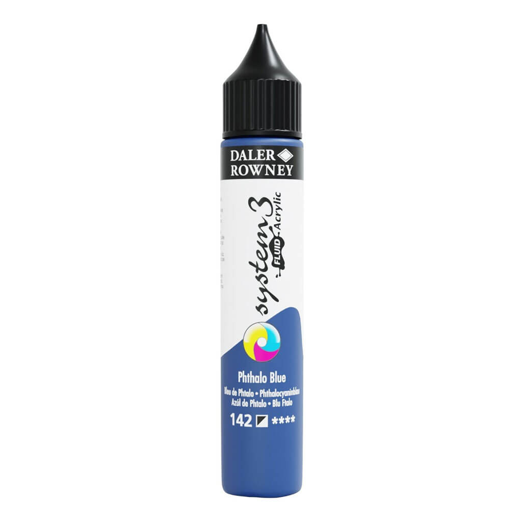 Daler Rowney System 3 Fluid Acrylic Liner 1oz Phthalo Blue