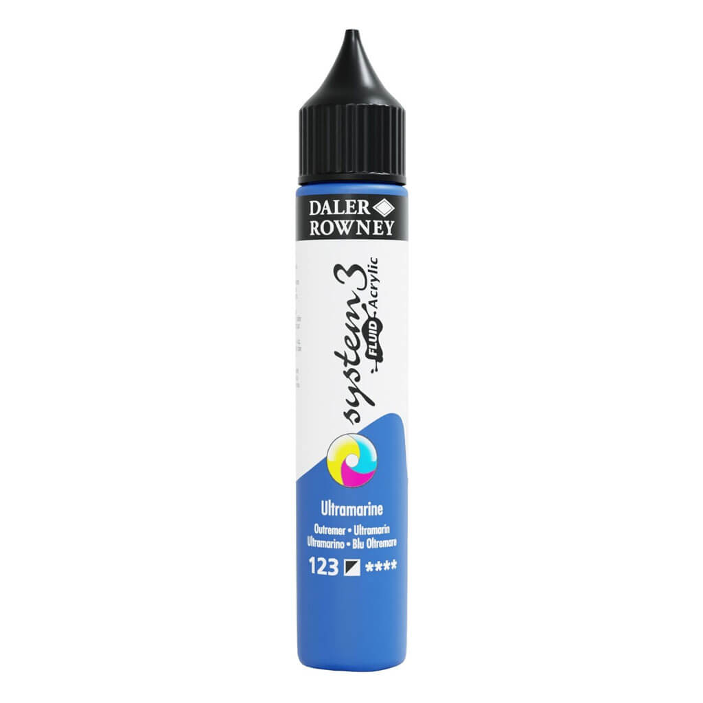 Daler Rowney System 3 Fluid Acrylic Liner 1oz Ultramarine