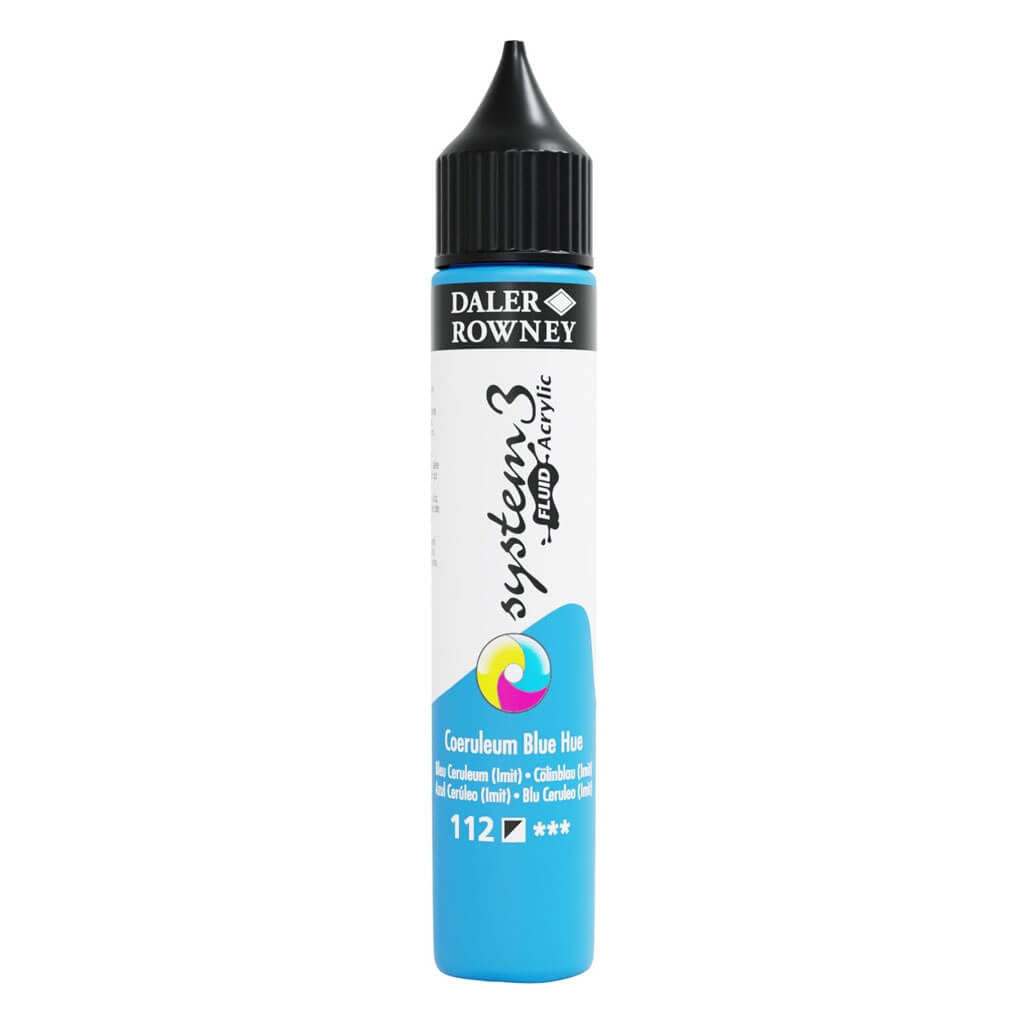 Daler Rowney System 3 Fluid Acrylic Liner 1oz Coeruleum Blue Hue