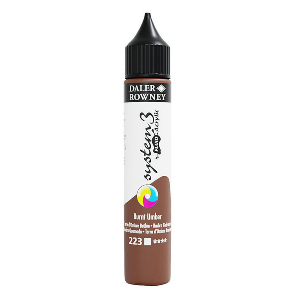 Daler Rowney System 3 Fluid Acrylic Liner 1oz Burnt Umber