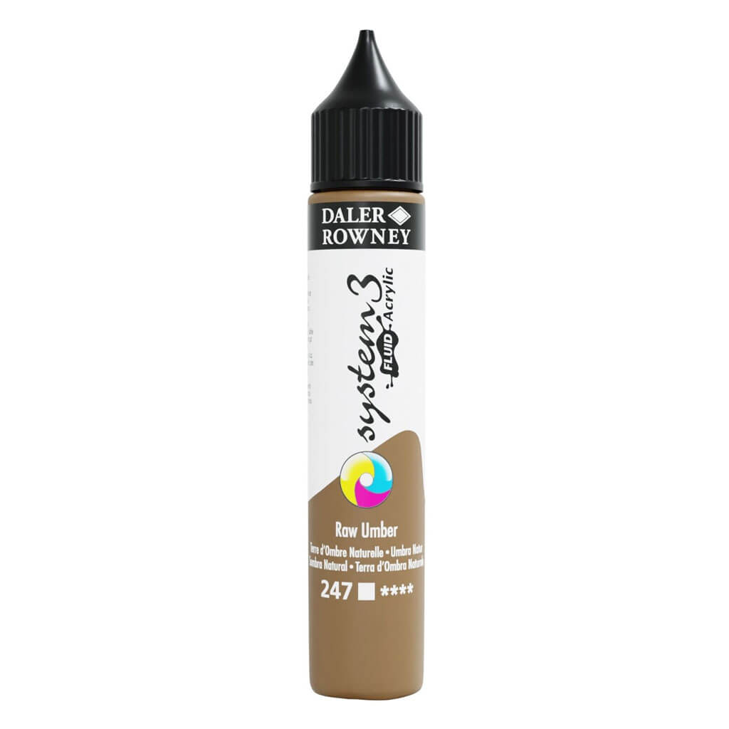 Daler Rowney System 3 Fluid Acrylic Liner 1oz Raw Umber