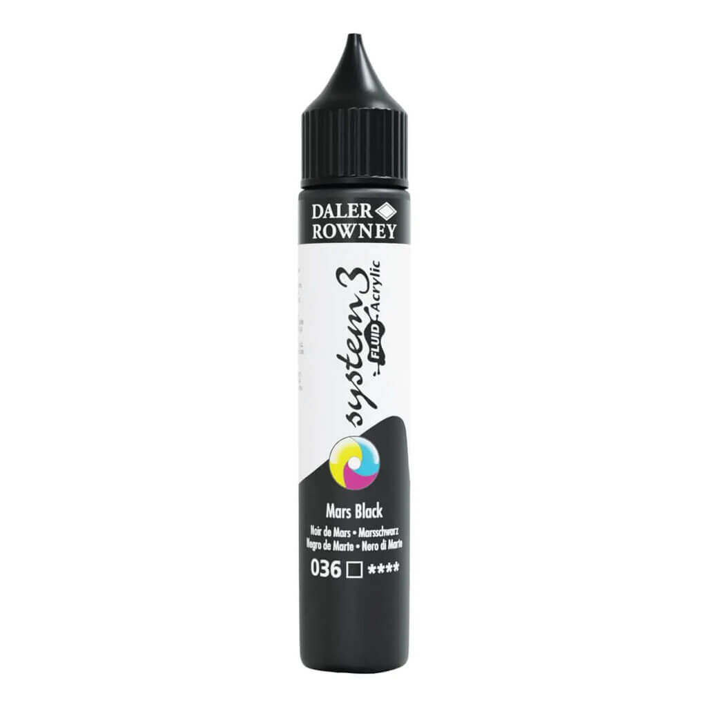 Daler Rowney System 3 Fluid Acrylic Liner 1oz Mars Black