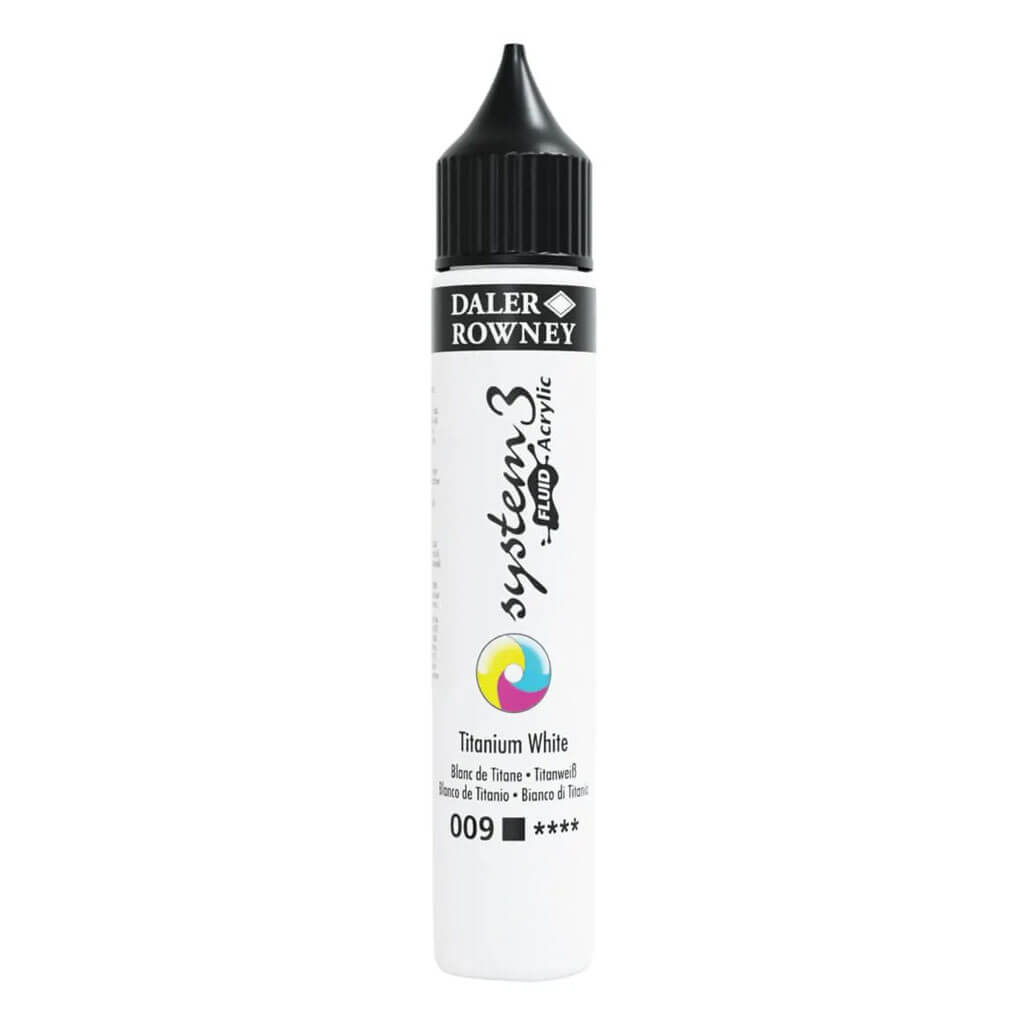 Daler Rowney System 3 Fluid Acrylic Liner 1oz Titanium White