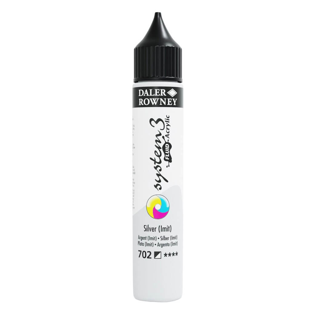 Daler Rowney System 3 Fluid Acrylic Liner 1oz Silver Imit