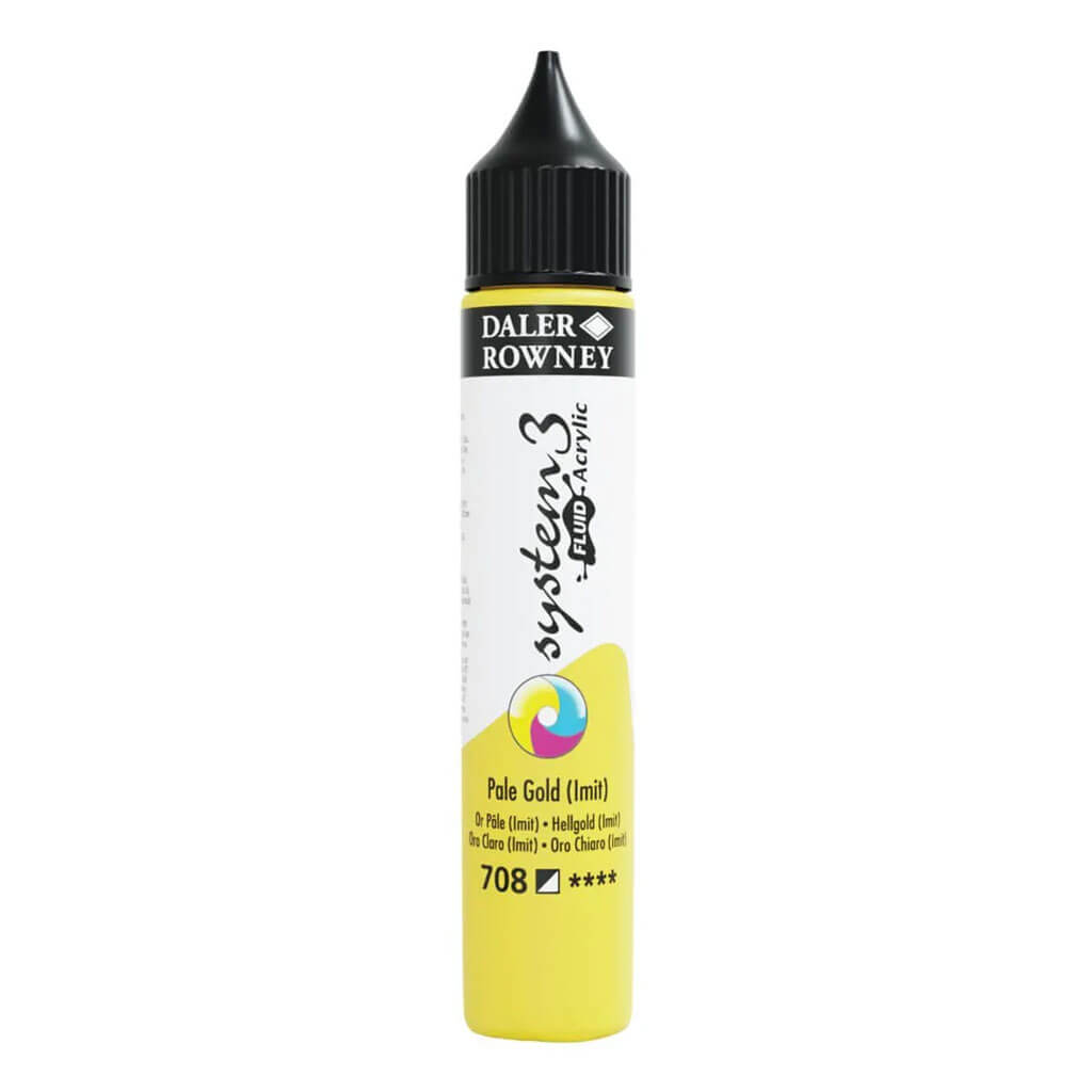 Daler Rowney System 3 Fluid Acrylic Liner 1oz Pale Gold