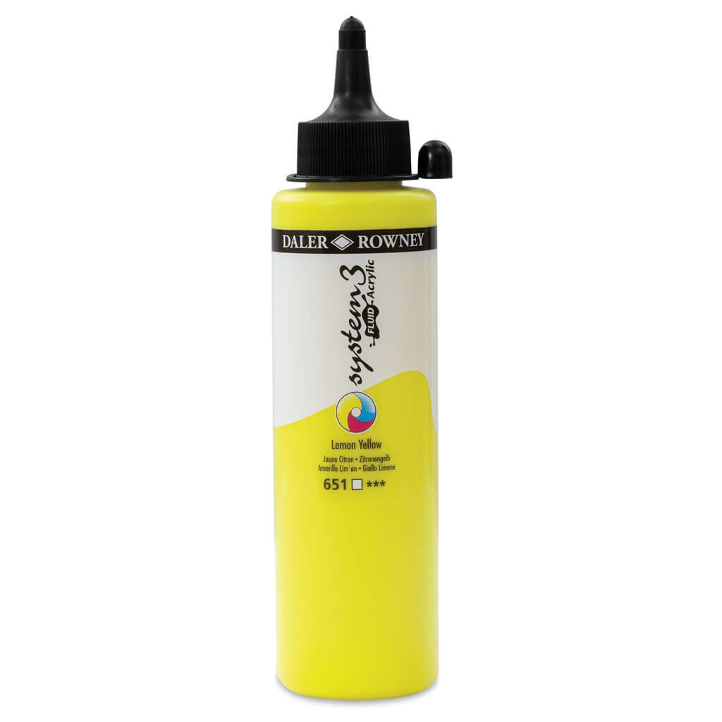 Daler Rowney System 3 Fluid Acrylic Liner 1oz Lemon Yellow