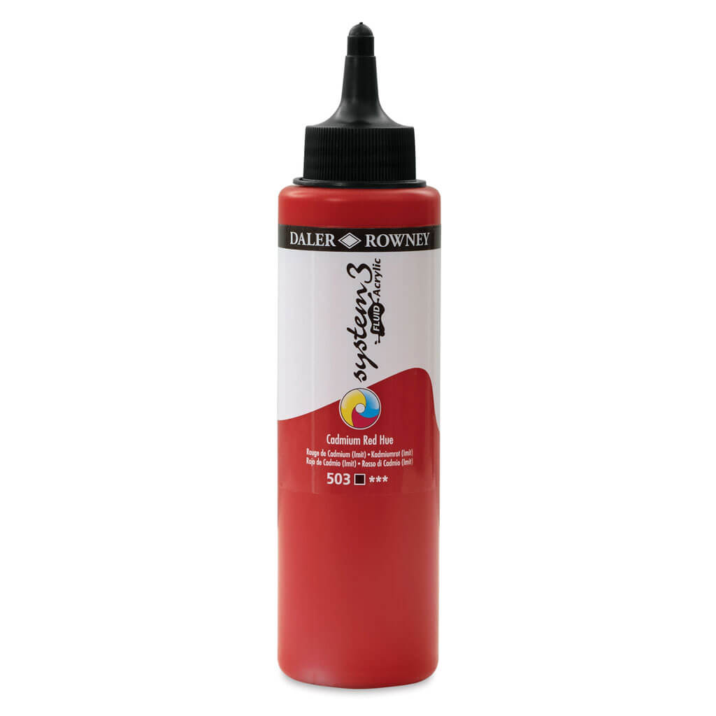 Daler Rowney System 3 Fluid Acrylic Liner 1oz Cadmium Red Hue