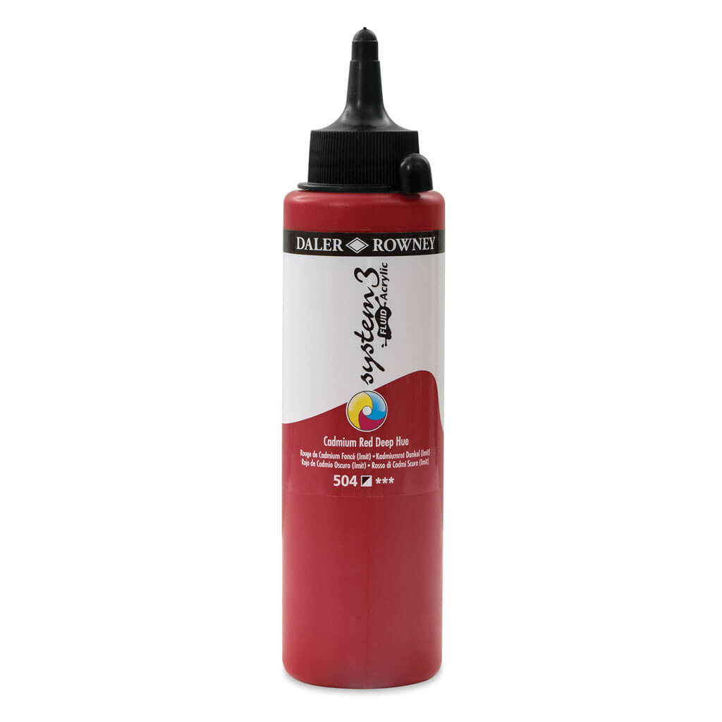 Daler Rowney System 3 Fluid Acrylic Liner 1oz Cadmium Red Deep Hue