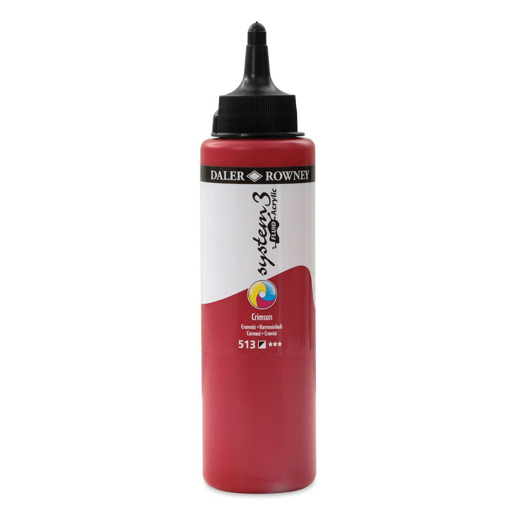 Daler Rowney System 3 Fluid Acrylic Liner 250ml Crimson