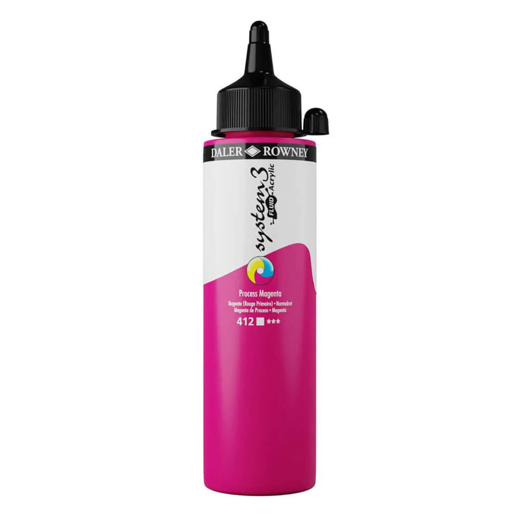 Daler Rowney System 3 Fluid Acrylic Liner 250ml Process Magenta