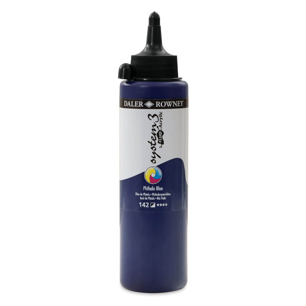 Daler Rowney System 3 Fluid Acrylic Liner 250ml Phthalo Blue