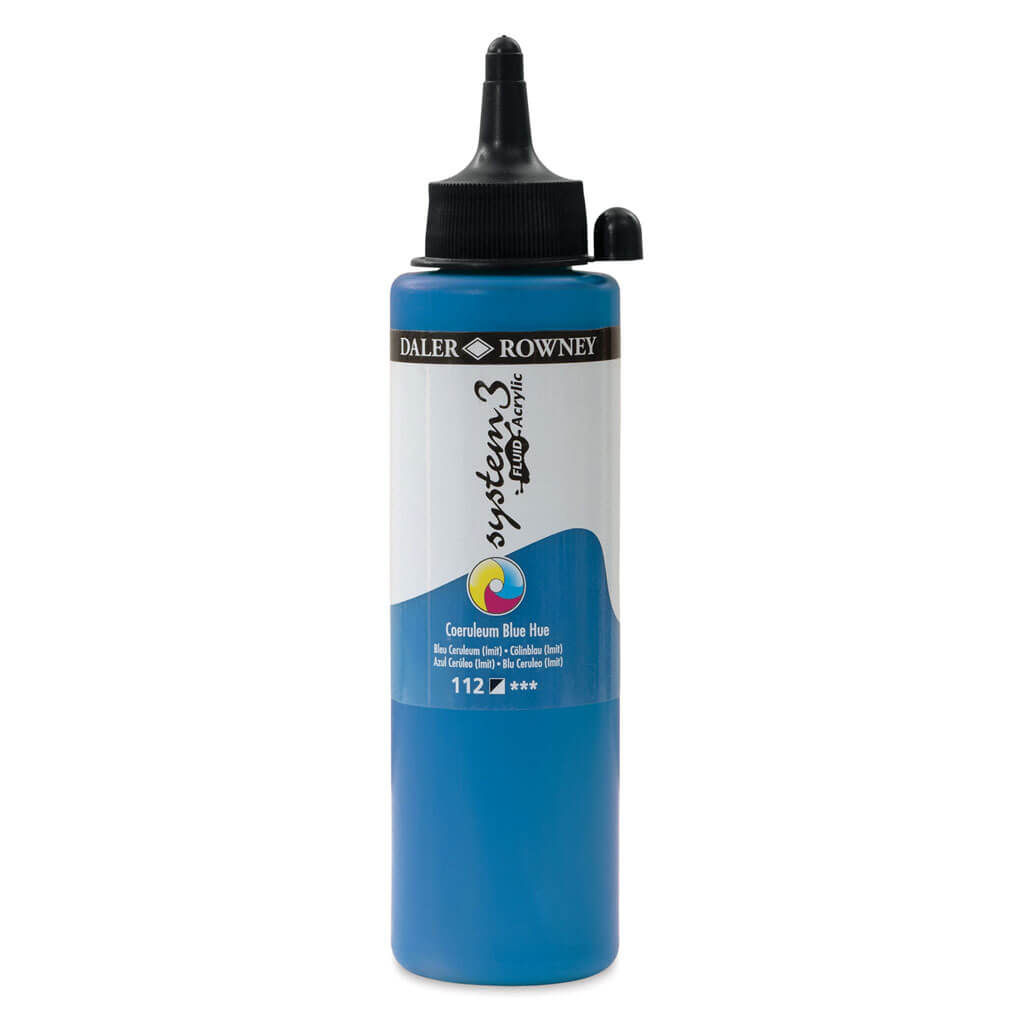 Daler Rowney System 3 Fluid Acrylic Liner 250ml Coeruleum Blue Hue