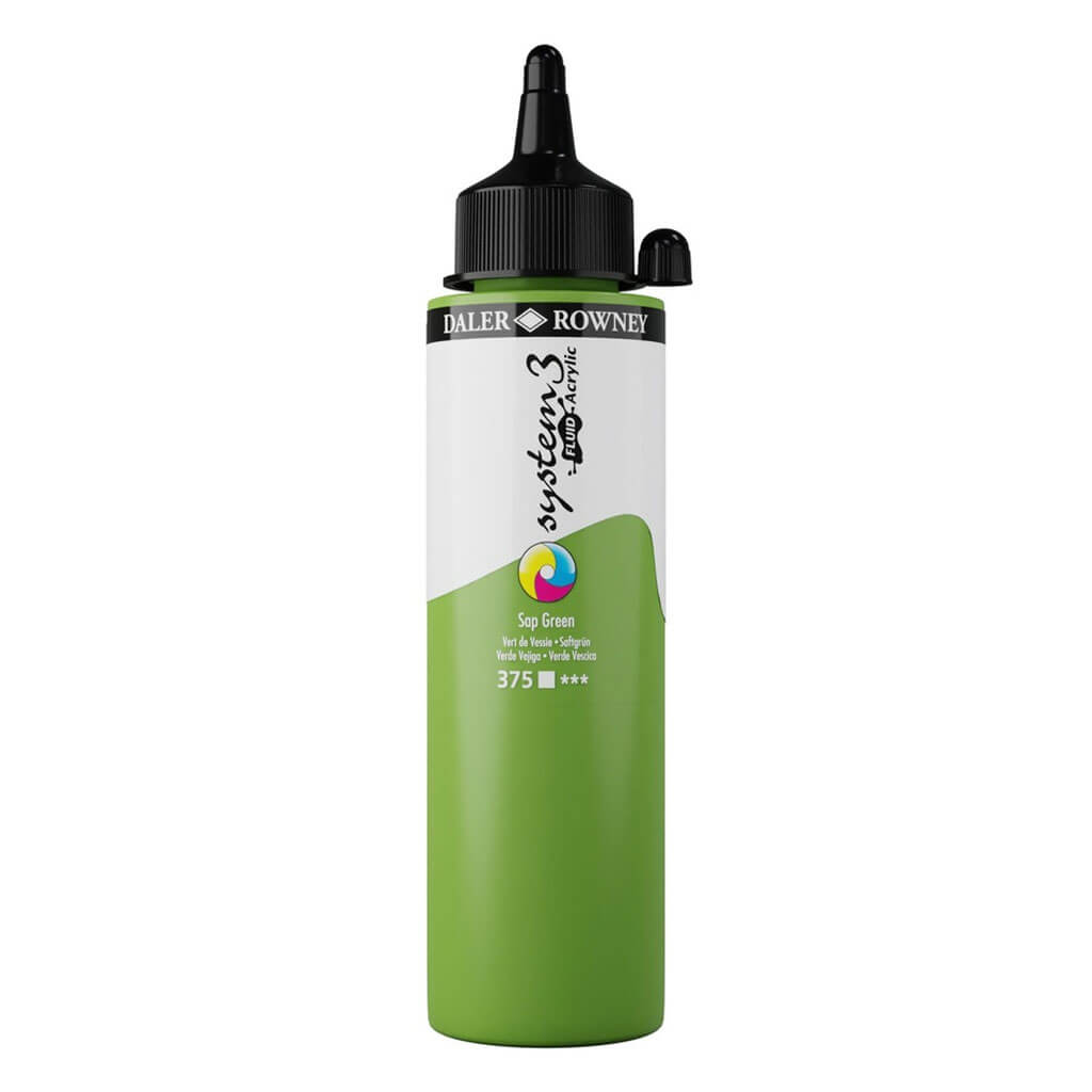 Daler Rowney System 3 Fluid Acrylic Liner 250ml Sap Green