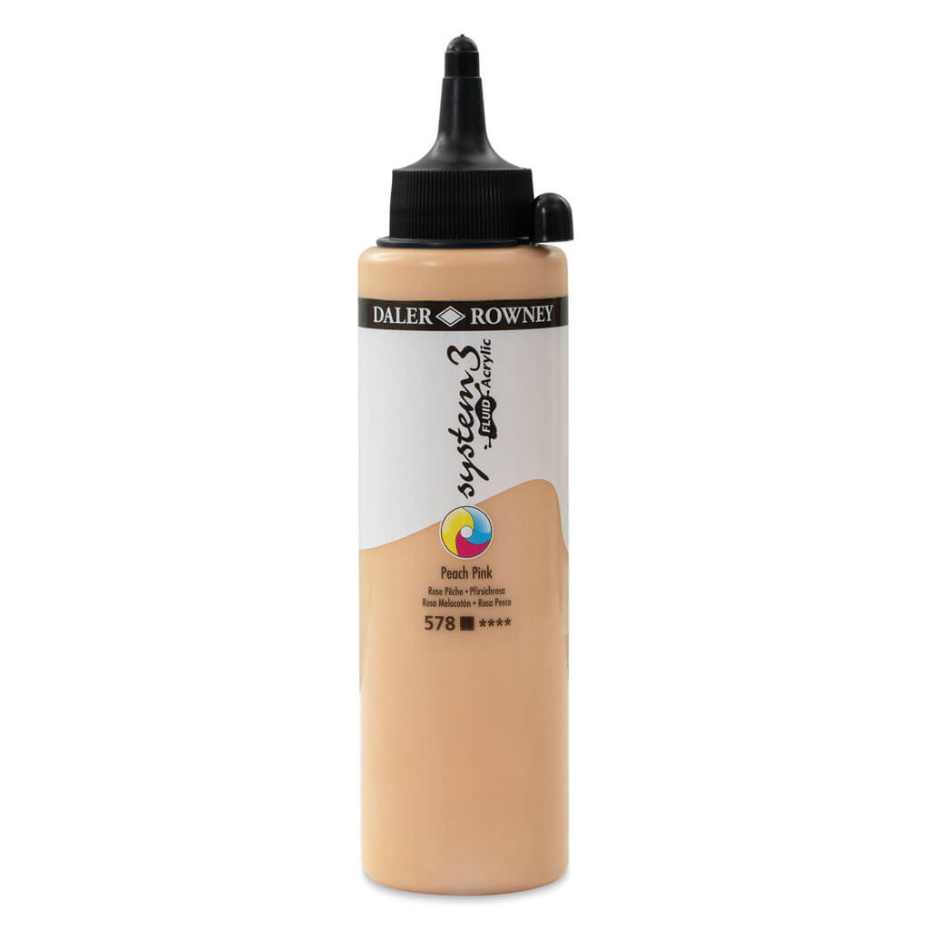 Daler Rowney System 3 Fluid Acrylic Liner 250ml Peach Pink