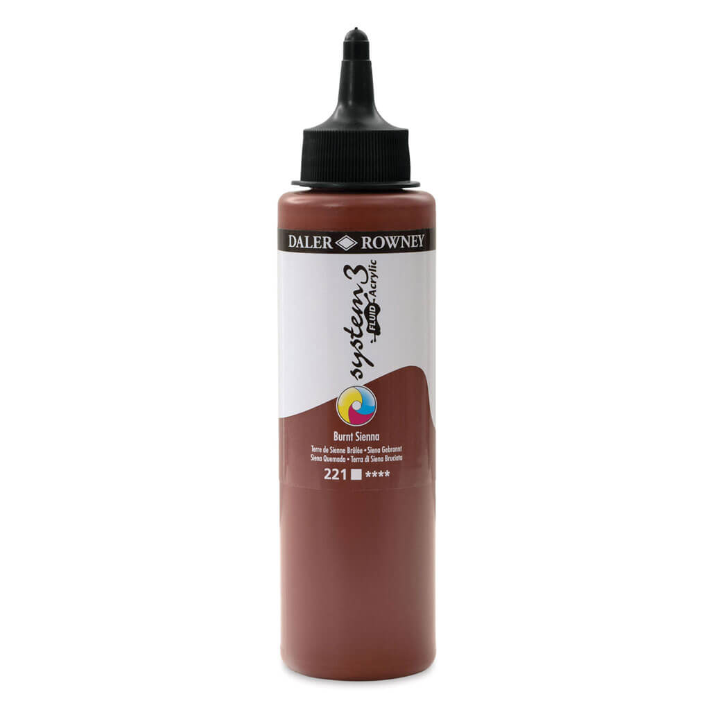 Daler Rowney System 3 Fluid Acrylic Liner 250ml Burnt Sienna