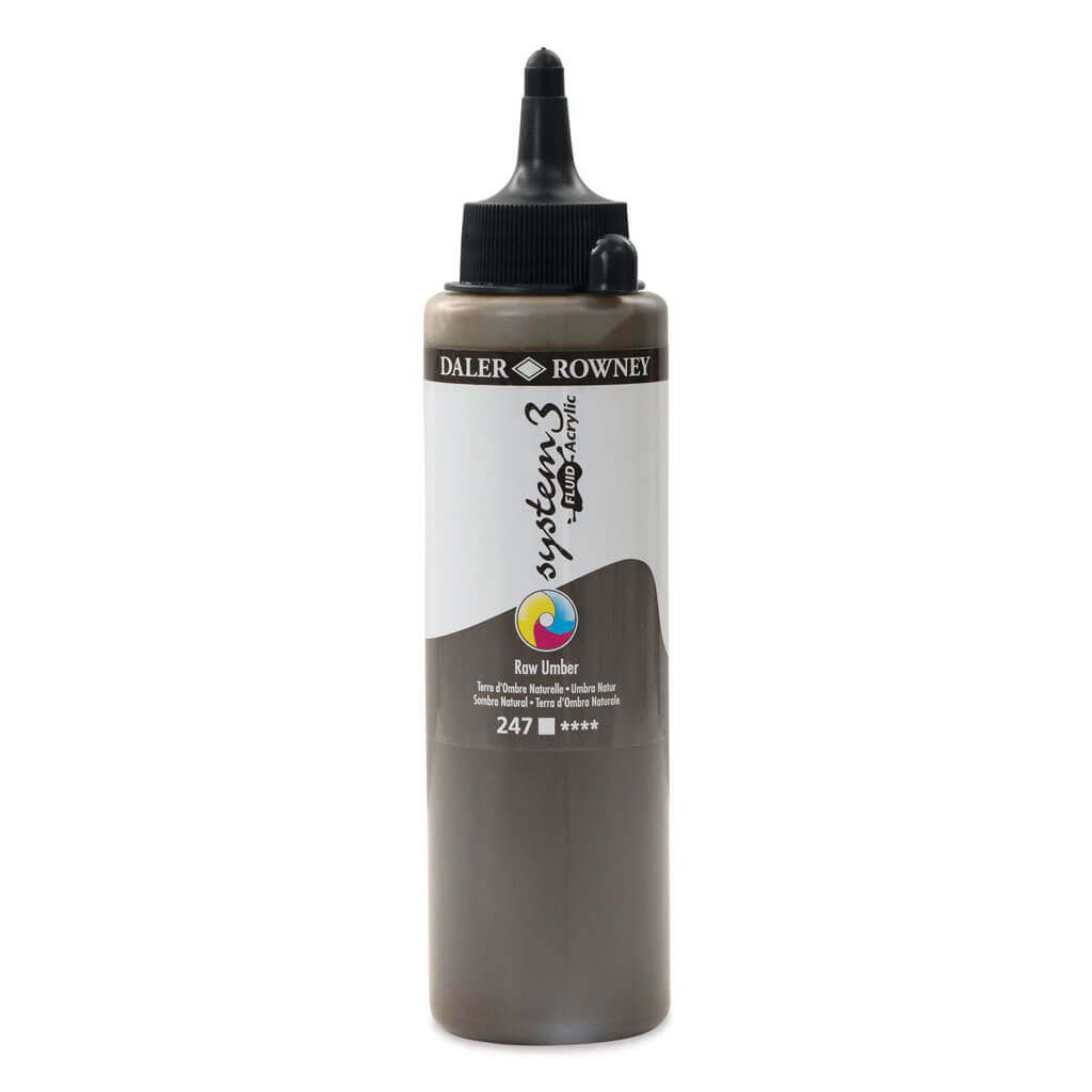 Daler Rowney System 3 Fluid Acrylic Liner 250ml Raw Umber