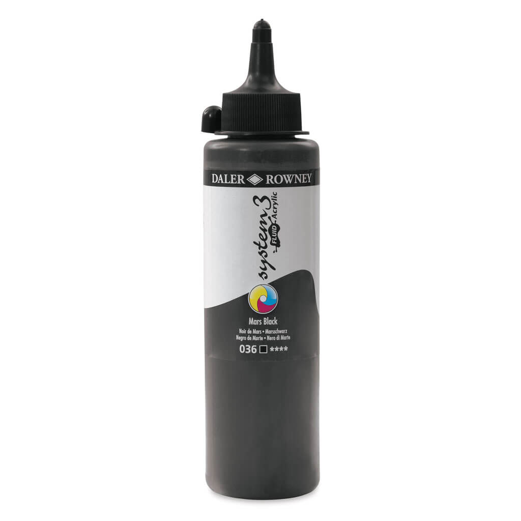 Daler Rowney System 3 Fluid Acrylic Liner 250ml Mars Black