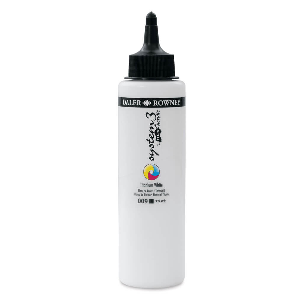 Daler Rowney System 3 Fluid Acrylic Liner 250ml Titanium White