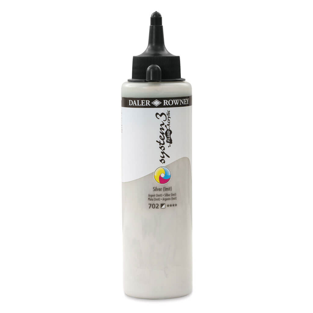 Daler Rowney System 3 Fluid Acrylic Liner 250ml Silver Imit