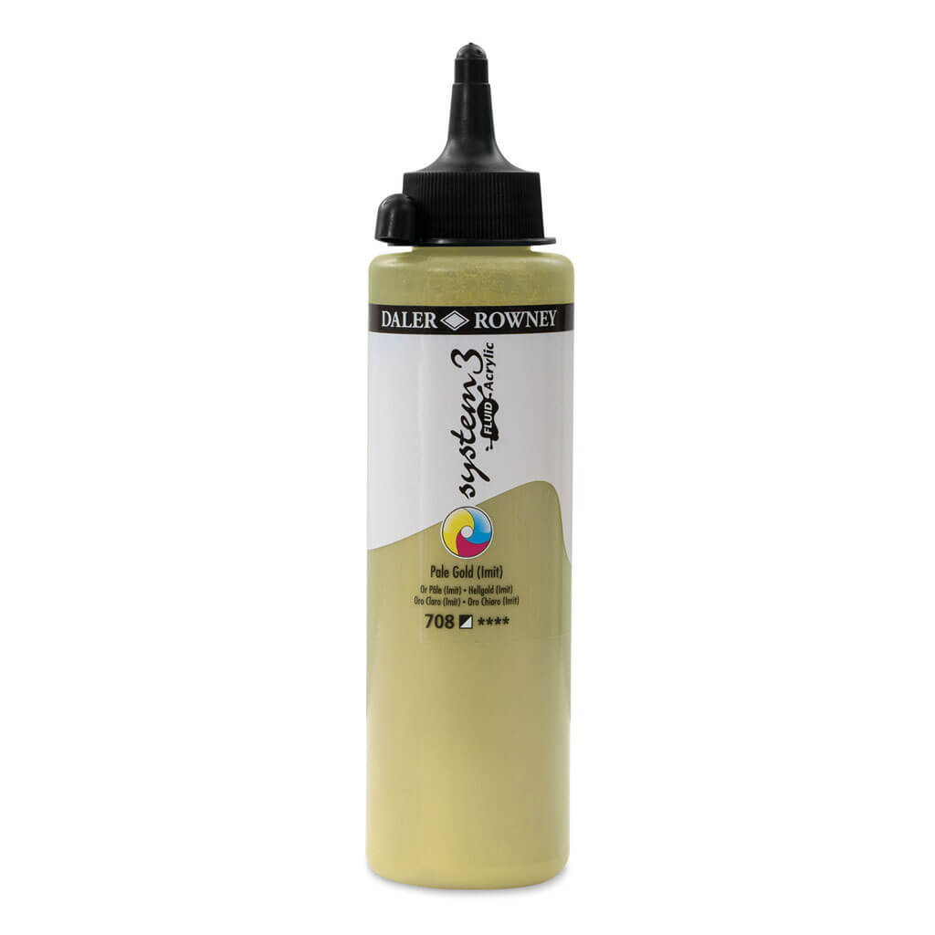 Daler Rowney System 3 Fluid Acrylic Liner 250ml Pale Gold