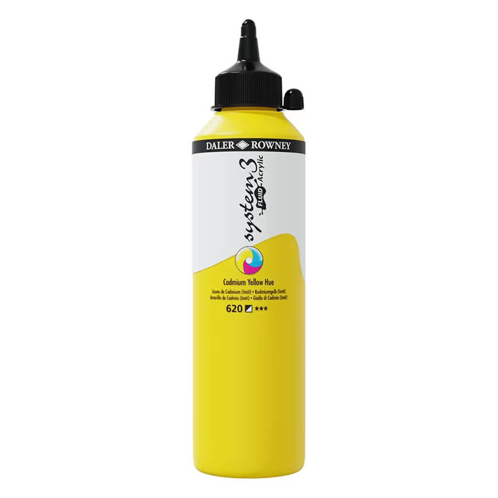 Daler Rowney System 3 Fluid Acrylic Liner 250ml Cadmium Yellow