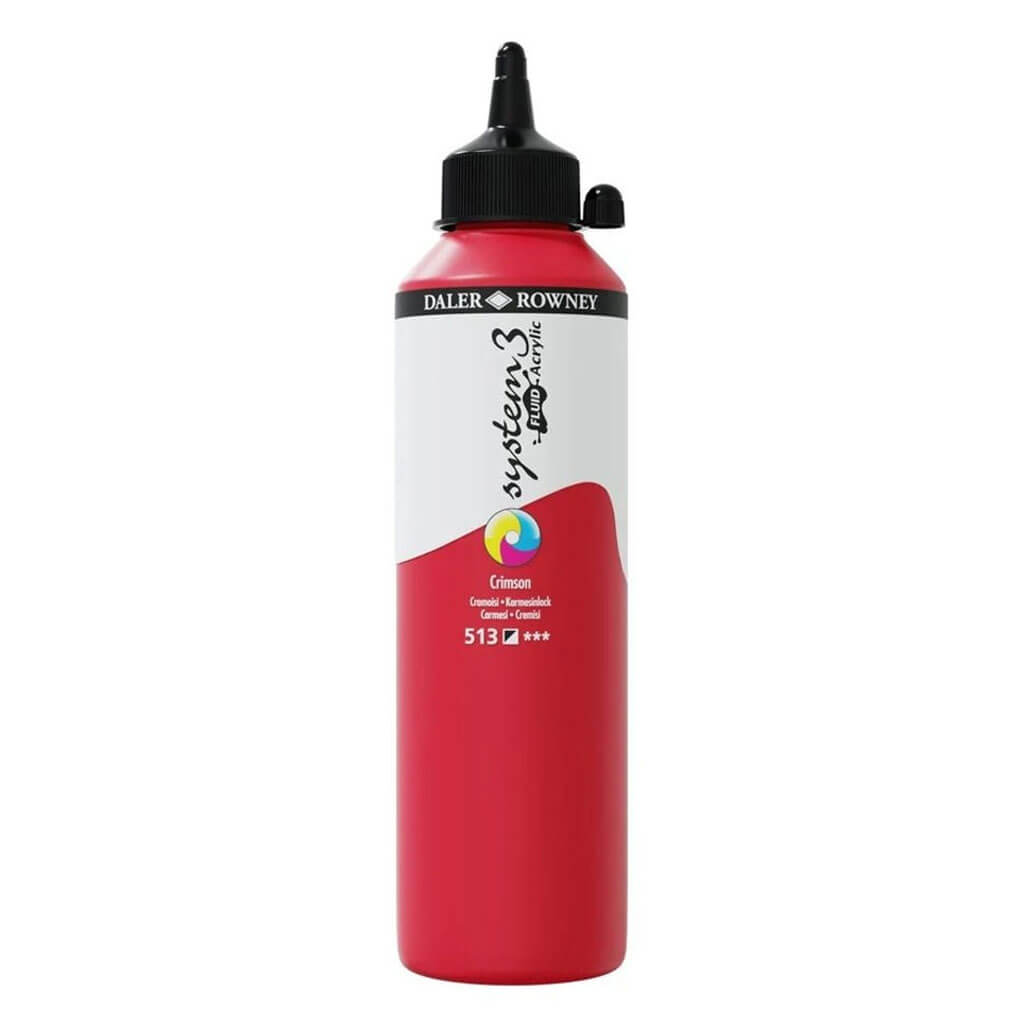 Daler Rowney System 3 Fluid Acrylic 500ml Crimson