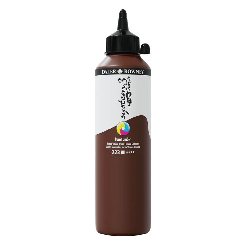 System3 Fluid Acrylics 500ml Burnt Umber