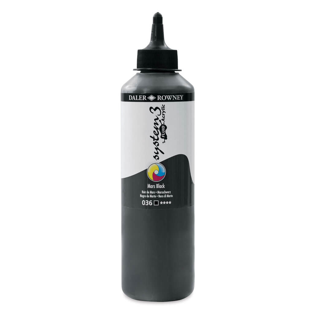 Daler Rowney System 3 Fluid Acrylic 500ml Mars Black