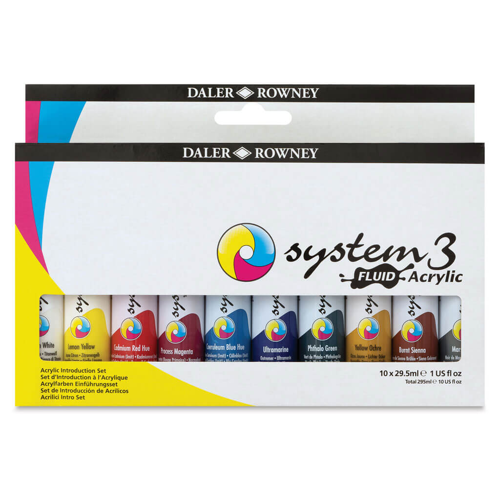 Daler Rowney System3 Fluid Acrylic Set of 10 29.5ml