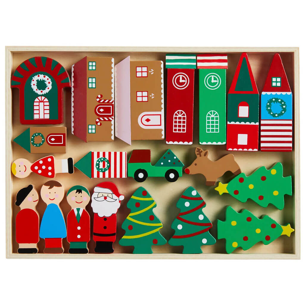 Wood Christmas Village Play Set