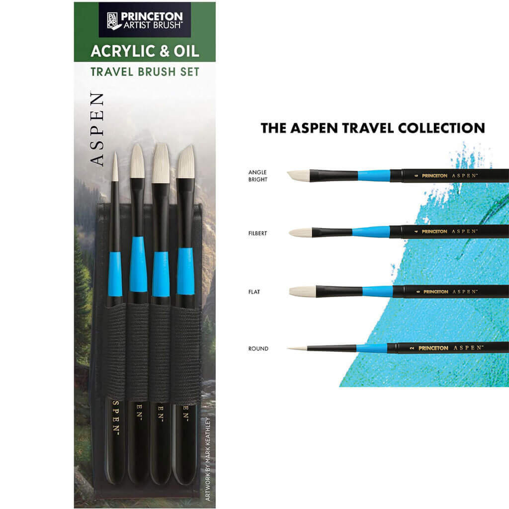 Princeton Aspen Series 6500 Synthetic Travel Brushes Set of 4