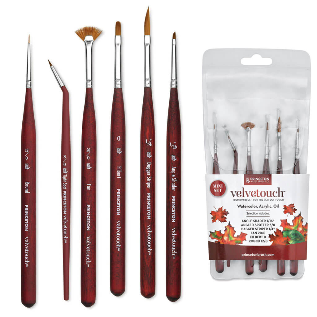 Princeton Velvetouch Synthetic Mini Brush Assorted Minis Set of 6