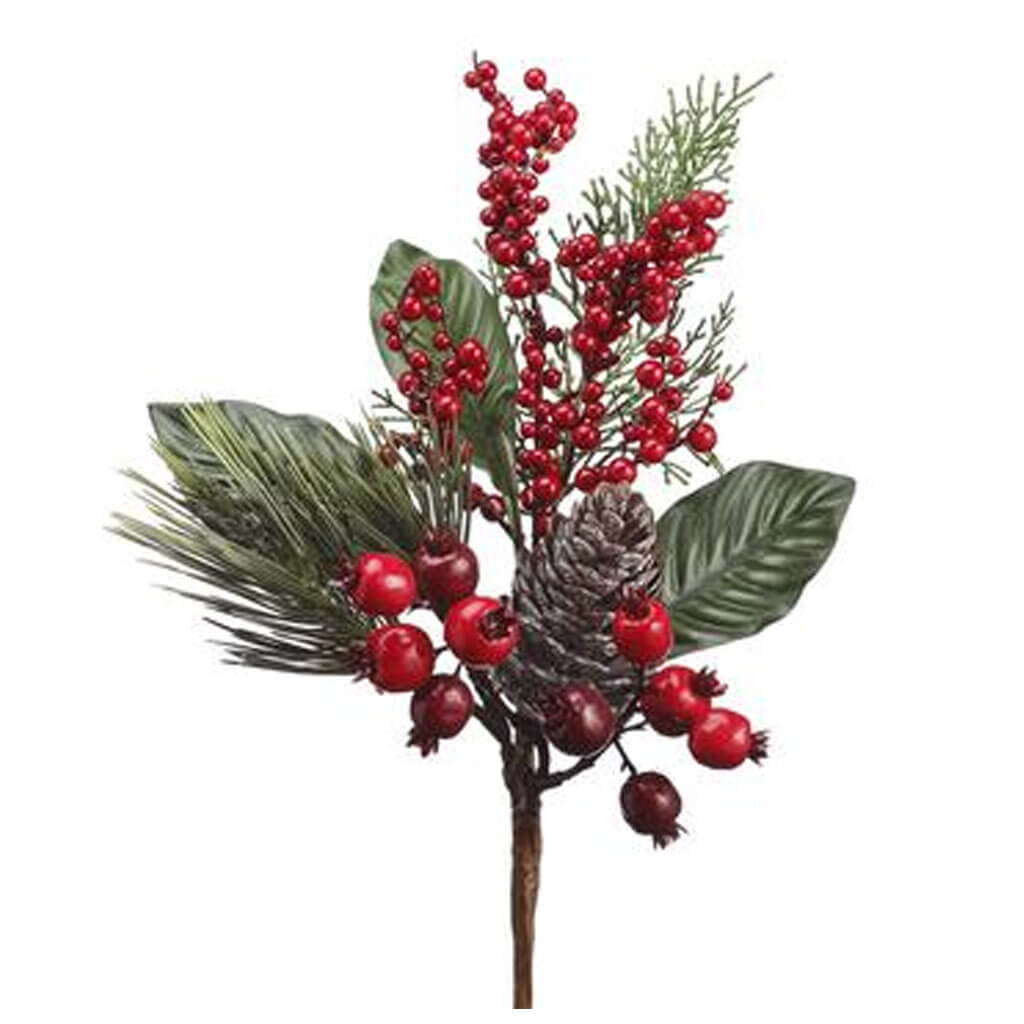 Berry/Pine Cone/Pine Pick Red Green, 16in