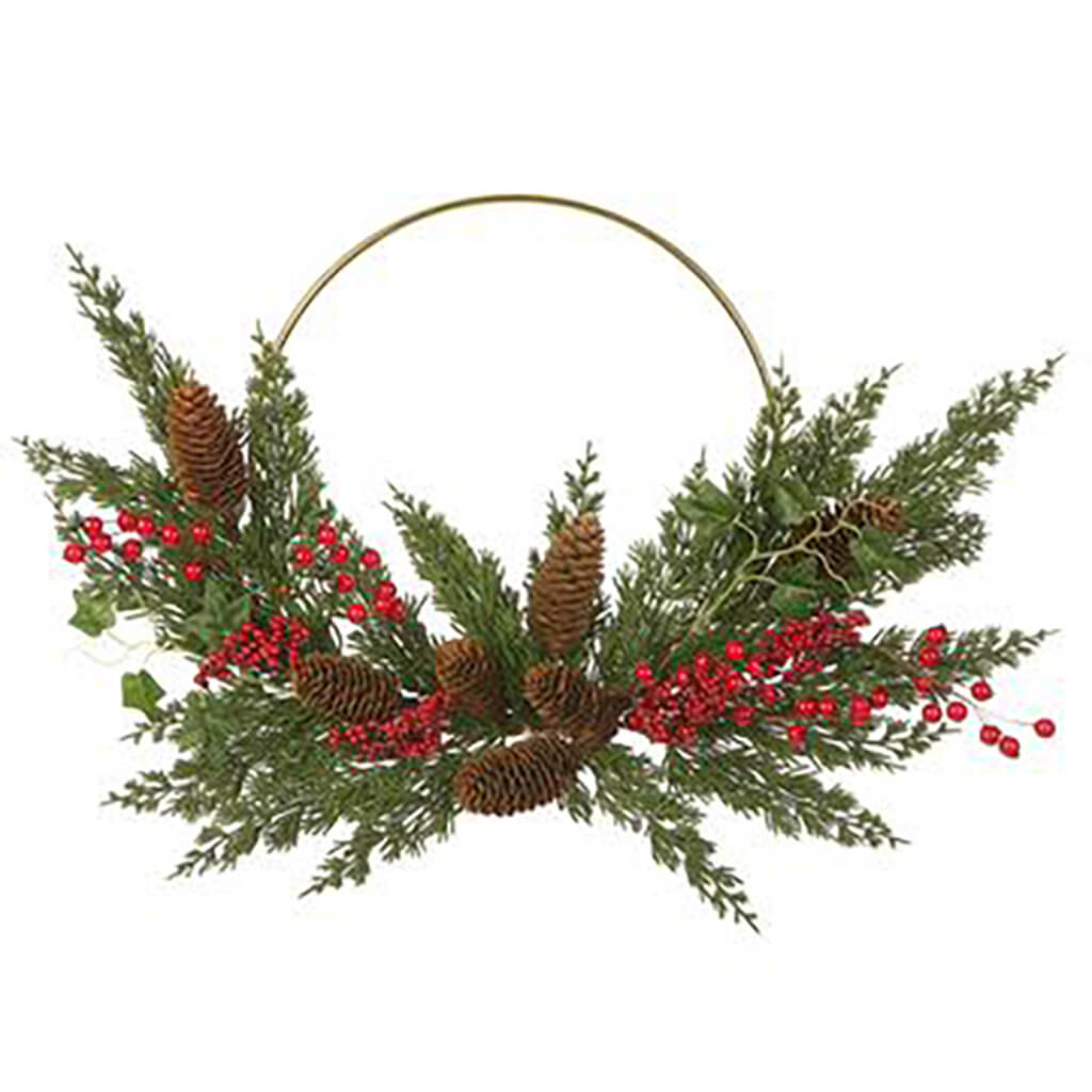 Pine Cone/Berry/Pine Wreath Red Green, 17.7in