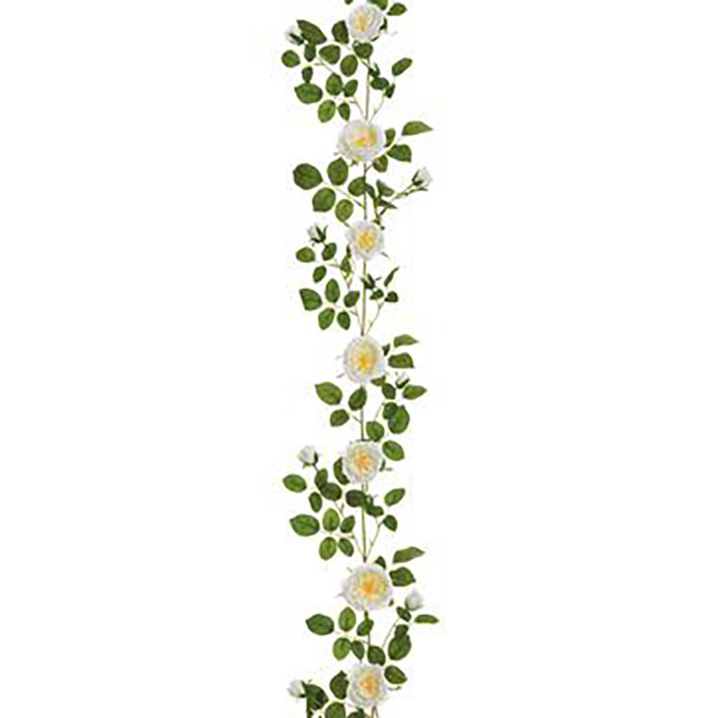 Cabbage Rose Garland White, 69in