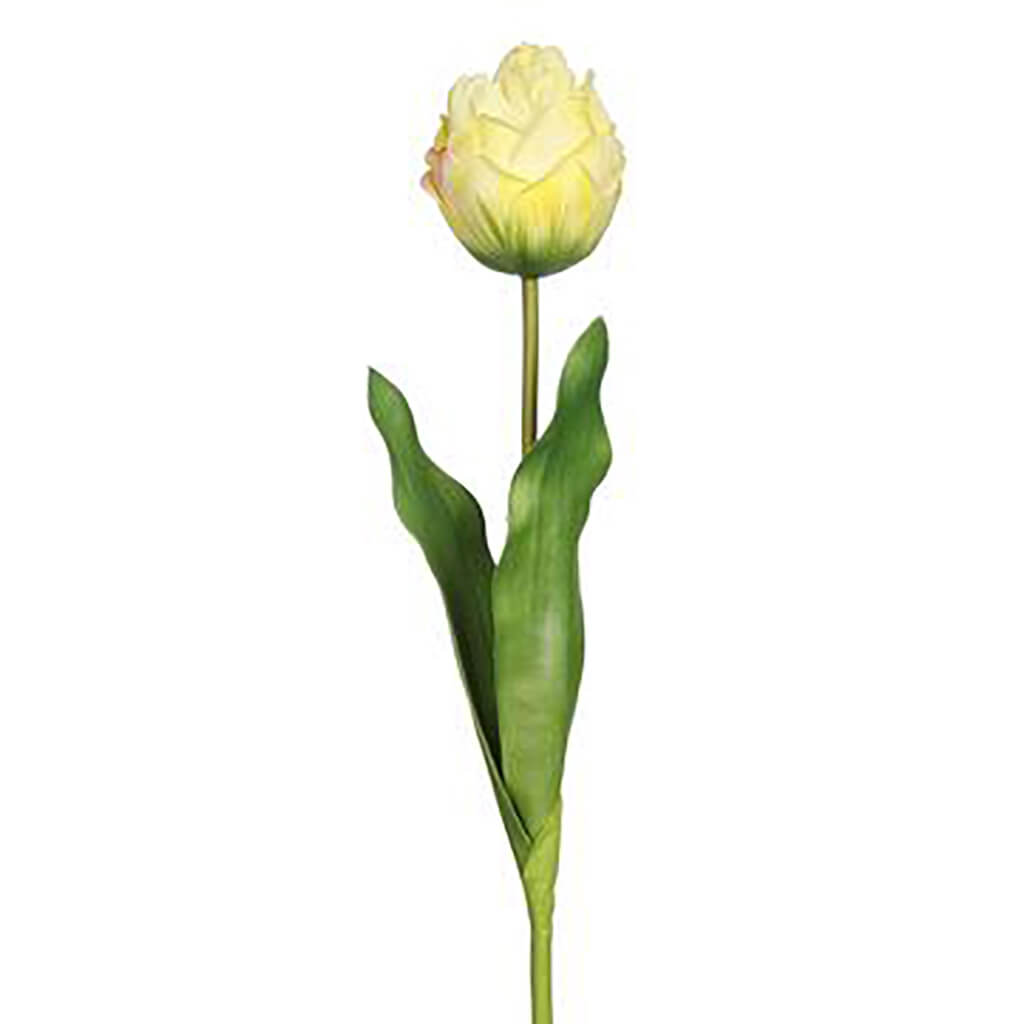 Real Touch Artichoke Tulip Spray Yellow, 23in