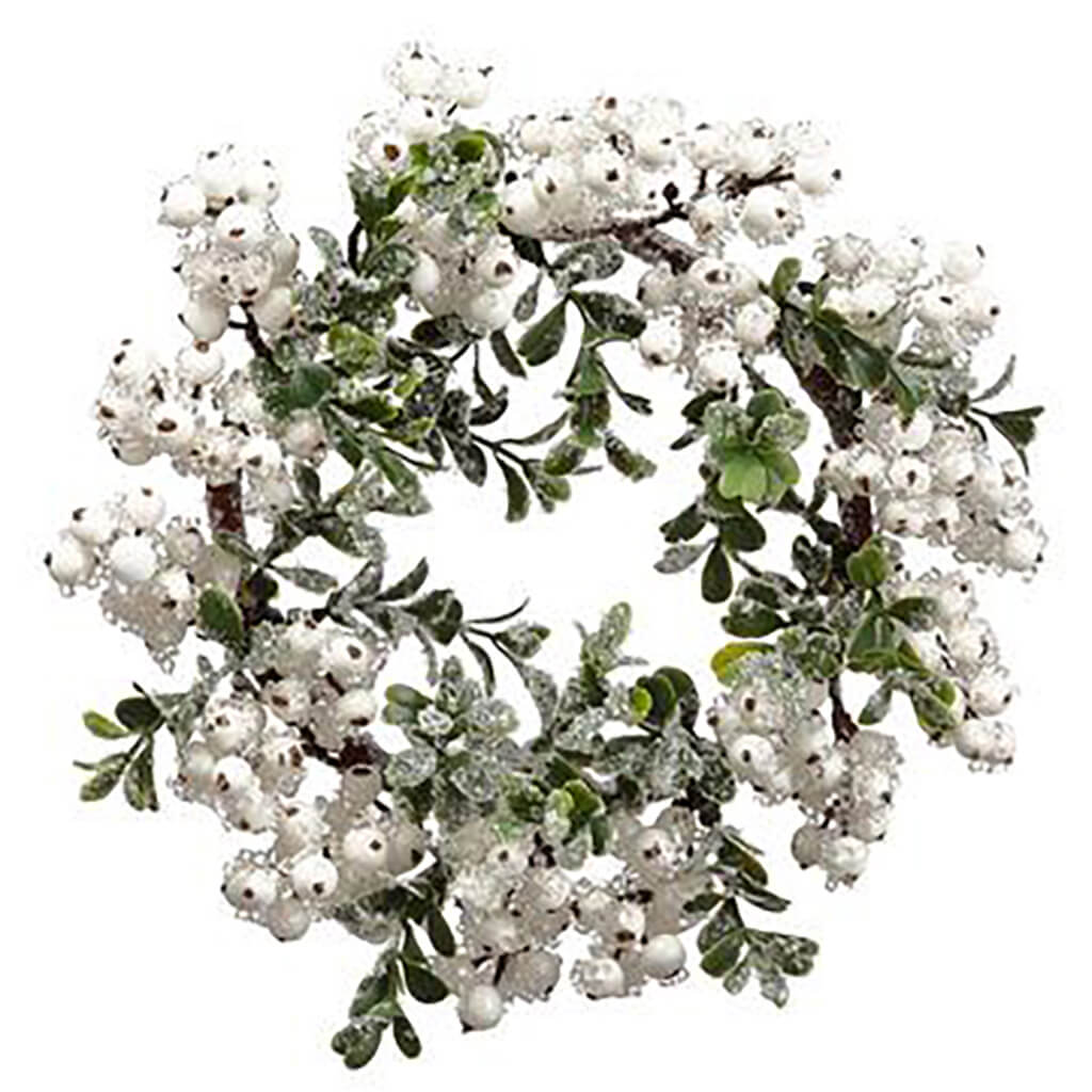 Iced Berry/Boxwood Wreath Cream, 10in