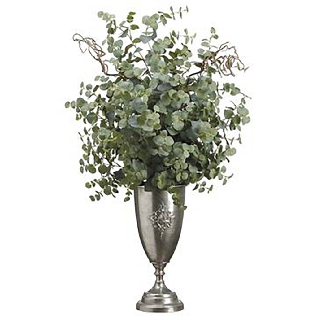 Eucalyptus in Tin Urn Green, 47in H x 29in W x 29in L