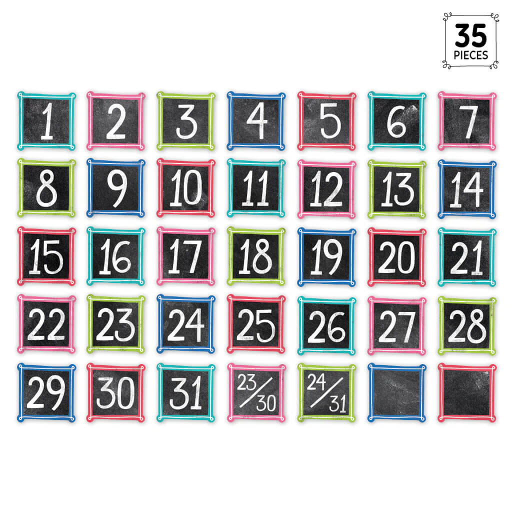 Chalk It Up! Colorful Chalk Calendar Days
