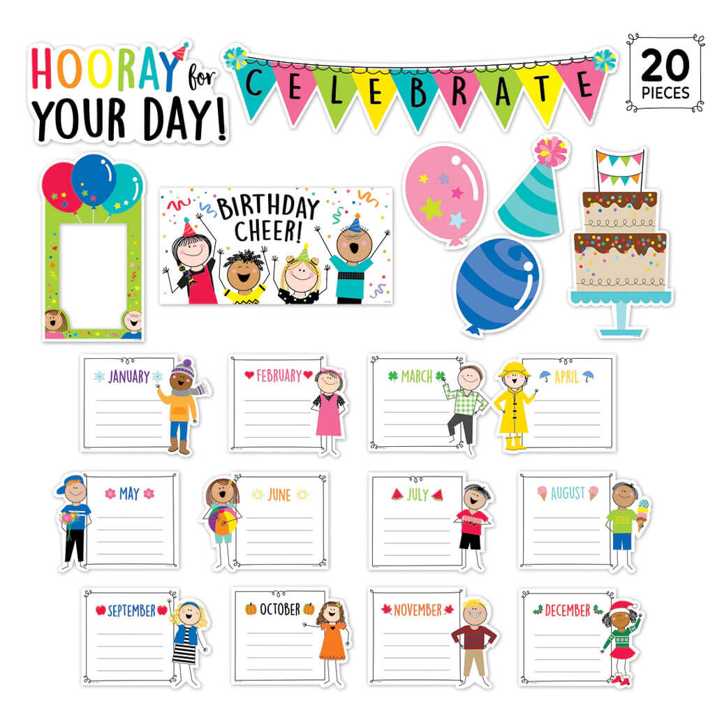 Stick Kids Happy Birthday Mini Bulletin Board