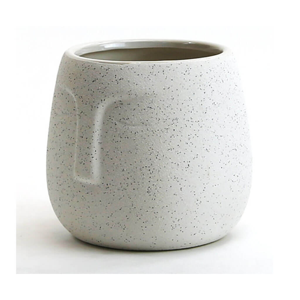 Medium White Ceramic Modern Pedestal Bowl 5.3" W X 5" H