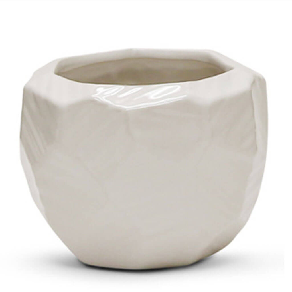 Medium Unique Cream Cylinder Ceramic With Base 5.1in H