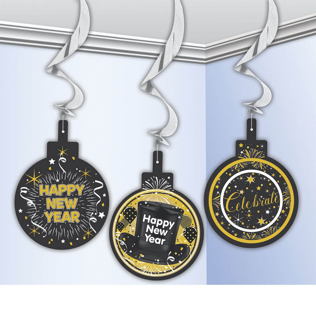 New Years Swirl Decorations 3pc