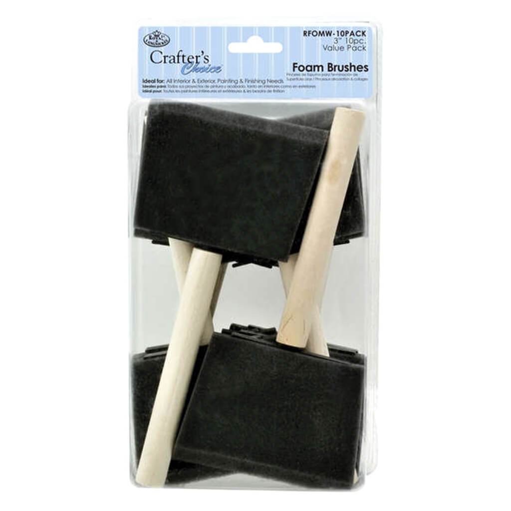 Foam Brushes Wooden Handle 3in 10pcs